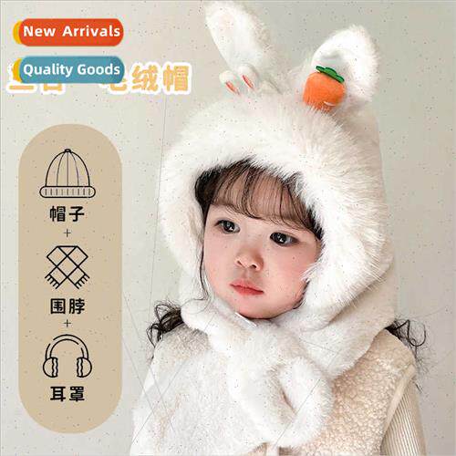 Children hat scarf one fall winter thickened warm cute plush