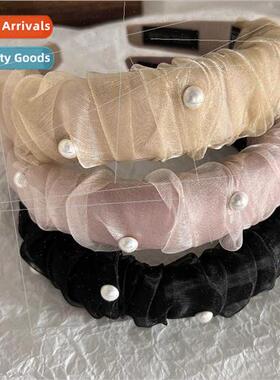 French pearl hair band new gentle high skull top pearl fabri