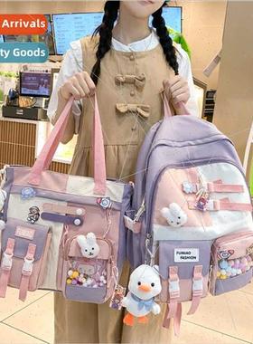 Color clashing backpack ins double shoulder back college stu