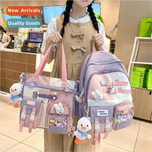 ins double shoulder Color college backpack back stu clashing