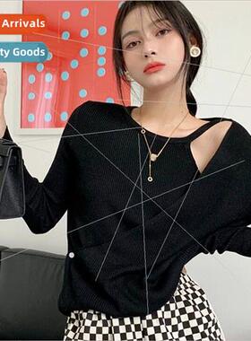 Sexy Asymmetrical ngle Botton Design Sweater 2022 Spring T