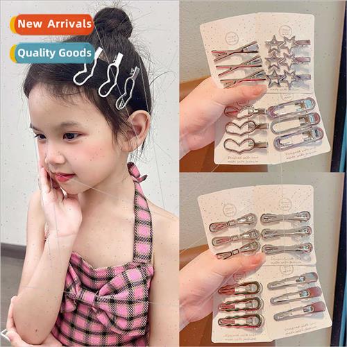 Children silver hair clips broken hair ltle girl 2023 new ba