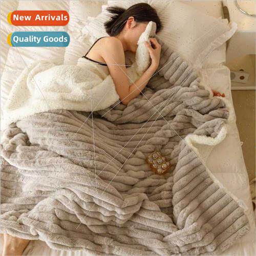 Winter light luxury drawstring blanket imation rabb blanket