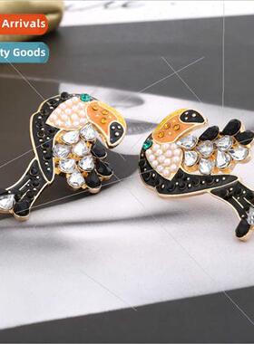 Fashion exaggerated personalized diamond parrot earrings cre