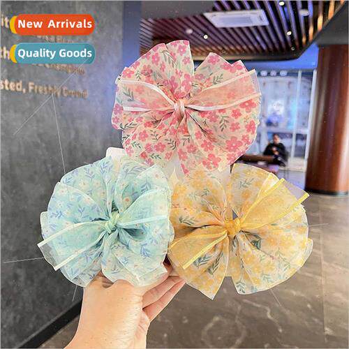 Children hair accessories floral large bow hair clips female