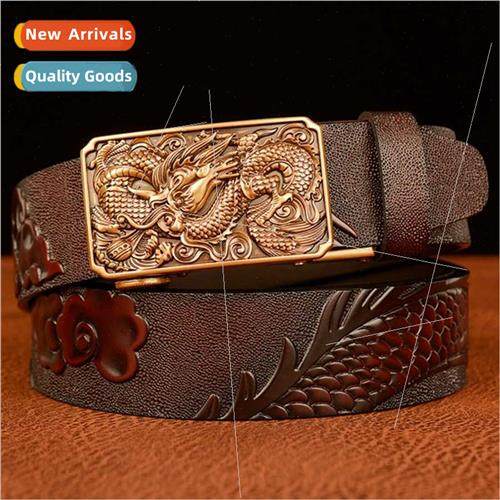 Ethnic casual dragon automatic buckle belt men personalized