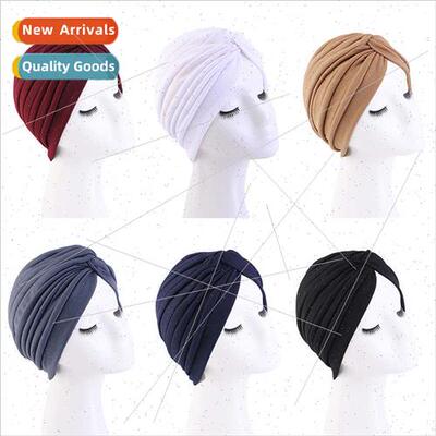 New pleated cross turban cap Thickened Indian cap Chemothera