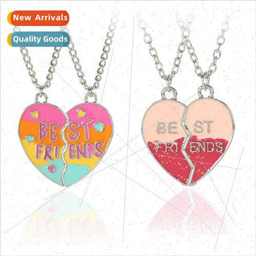 Heart Patchwork  Friends Kids Necklace BFF Colorful Magnetic