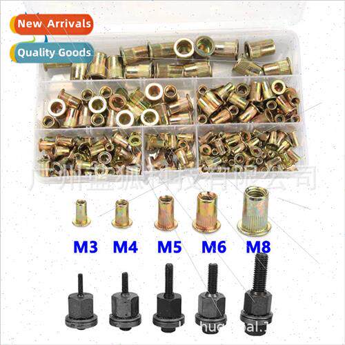 165pcs colorful zinc plated flat head vertical rivet nut box