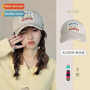 Letter embroidery baseball cap men women couple tide washed