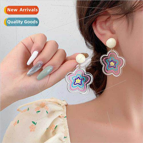 Colorful transparent flower earrings ins niche spring summer