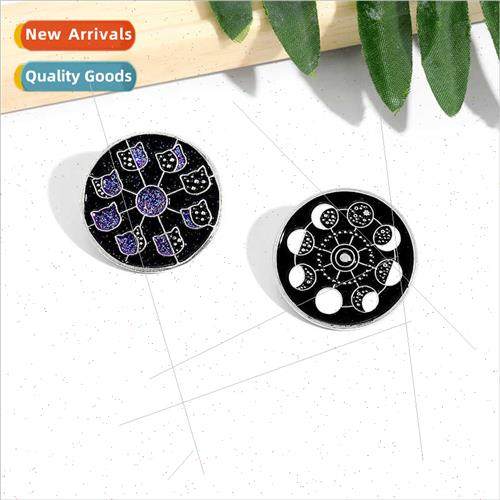 Moon Posion Change Vintage Creative Brooch Oil Drip Baked La