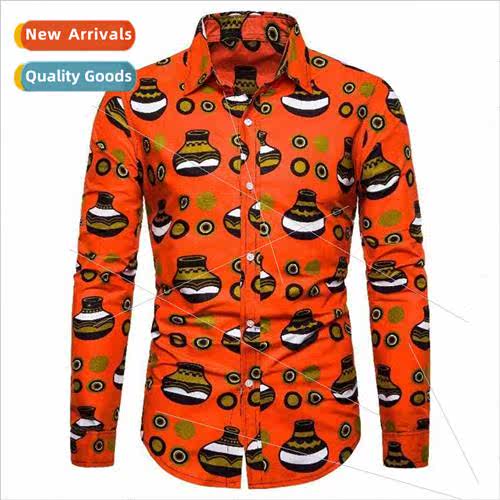 African ethnic 2023 fall new men long-sleeved shirt fashion