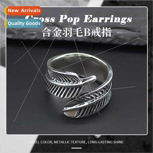 Europe Winter Feather B Ring Retro Hip Hop Trend Plated HJew