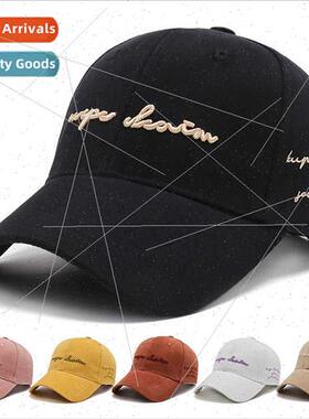 Hat female tide Korean  casual wildly embroidered gold threa