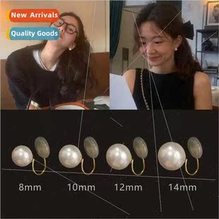 pearl earrings female Spring ear fever whout holes plaid