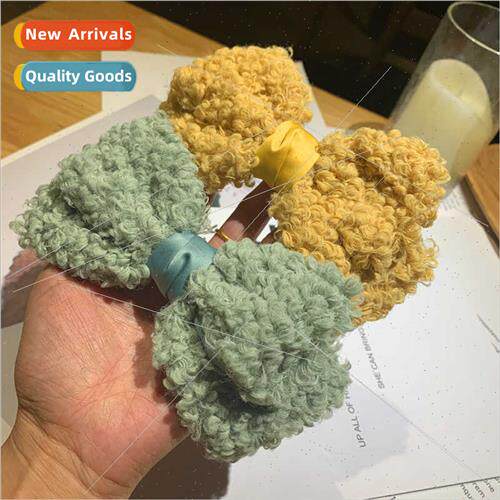 Autumn winter wool velvet large bow hairpin ladies top clip