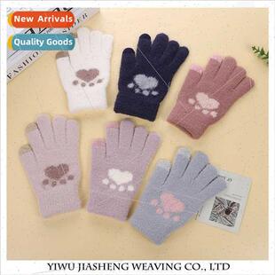 Winter warm bear paw gloves winter women knted gloves agains
