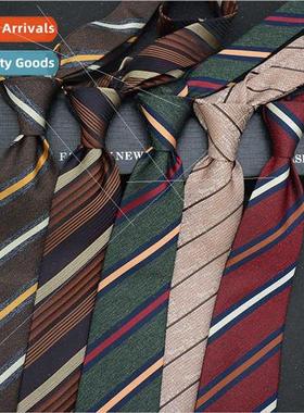 Tie men brown striped coffee hand-typed Brish wild 8CM mal b
