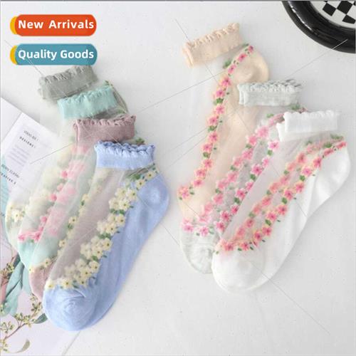 Socks Women Thin Kasi Socks Spring Summer Glass lk Lace Crys