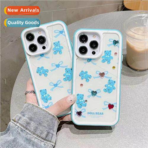 Niche INS Blue Bow Bear 适用 12/13ProMax Phone Case Apple 14
