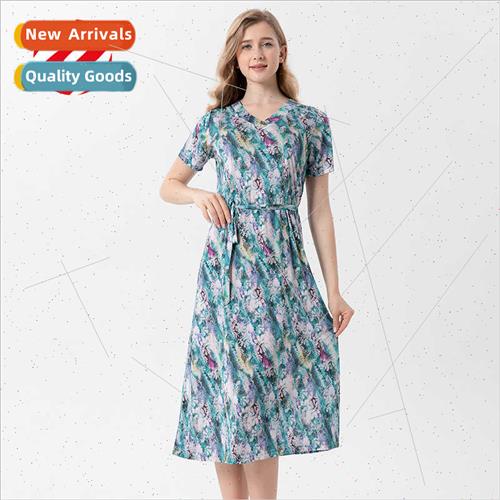 Mulberry silk knted dress women mid-length summer new fashio