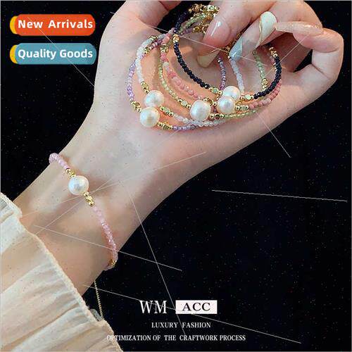 crushed colorful silver bead splicing bracelet versatile str