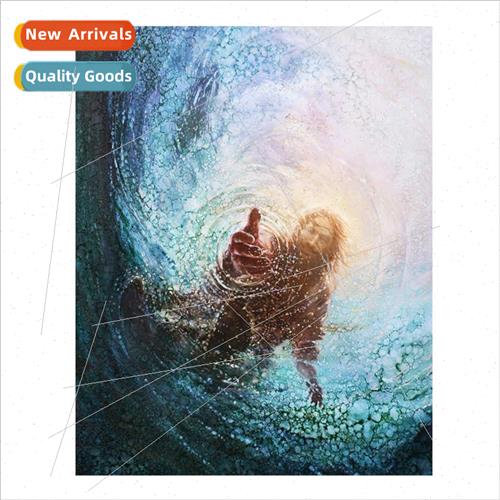 New sea waves cross stch figures in water full embroidery em