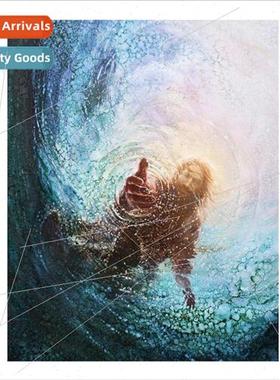 New sea waves cross stch figures in water full embroidery em