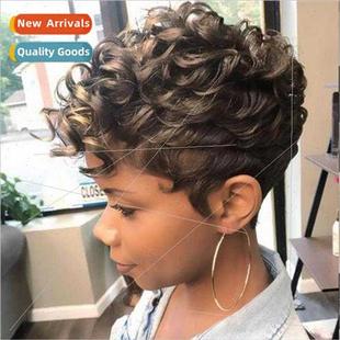 Black Small Curly Wig Europe Ladies Short Curly Wig Rose Net