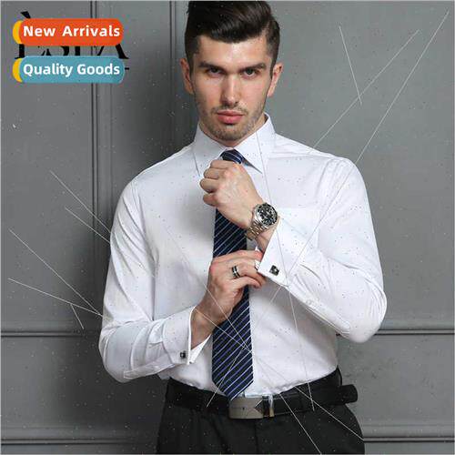 Loose Men French Cufflinks Shirt Men Autumn Long Sleeve Shir
