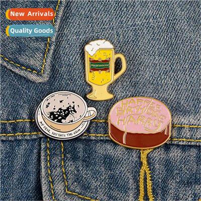Butter Beer Enamel Pin Personalized Birthday Cake Pin Coffee
