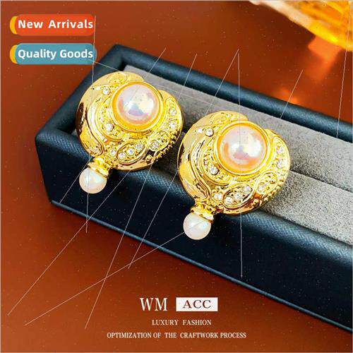 Earrings silver pins wh diamonds geometric metal pearl earri