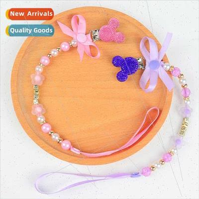 Crystal Mickey Head Bow Anti Drop Chain Pacifier Chain Teeth