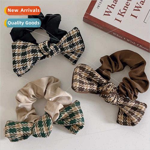 Autumn Winter ThousBird Grid Bow bow large intestine hair bh