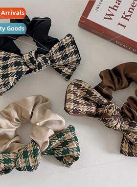 Autumn Winter ThousBird Grid Bow bow large intestine hair bh