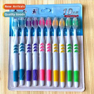 Pack 10 Handle Two Color Soft Bristle Toothbrushes Family Ho