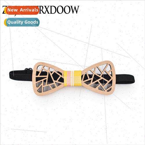 2017 new irregular openwork carved wooden bow tie su casual