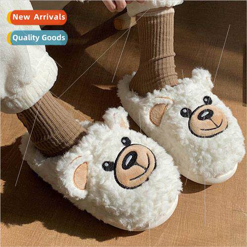 Winter Korean  home warm cotton slippers cartoon cute bear g