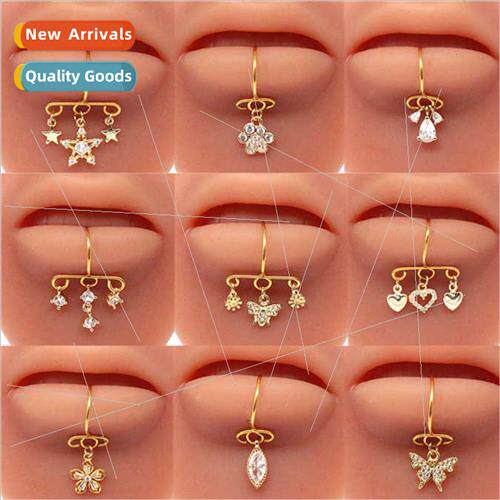 Europe Stainless Steel Fake p Nail Zirconia p Ring Hole-less