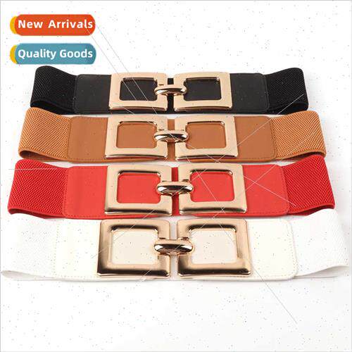 Korea simple fashion ladies elastic wide belt buttons women