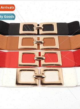 Korea simple fashion ladies elastic wide belt buttons women