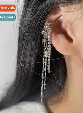Quadrangle zirconia multi-layer tassel ear clips whout ear p