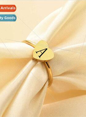 Europe new simple love heart gold ring fashion 26 letters st