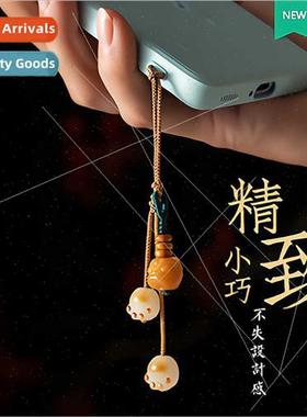 Cute linden root handmade cell phone chain charcoal cat claw