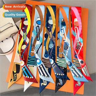 Korean new thin narrow small long scarf French hair bbandan