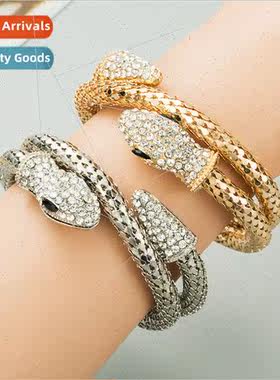 Europe new punk snake winding men women bracelet alloy rhine