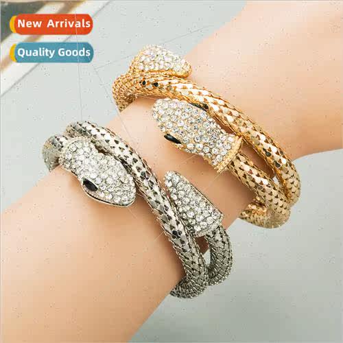 Europe new punk snake winding men women bracelet alloy rhine