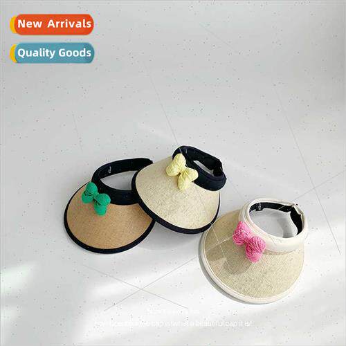 Children empty top straw hat girls summer vinyl topless sun