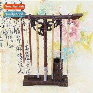Ebony wood brush hanging wooden bamboo pen holder brush hold